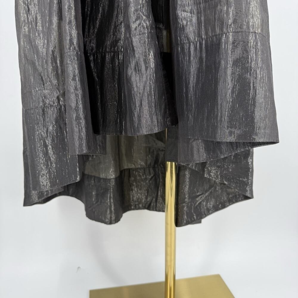 Pilcro Anthropologie High Low Dress Metallic Tiered Maxi Black XS Goth Oversized - Picture 11 of 12